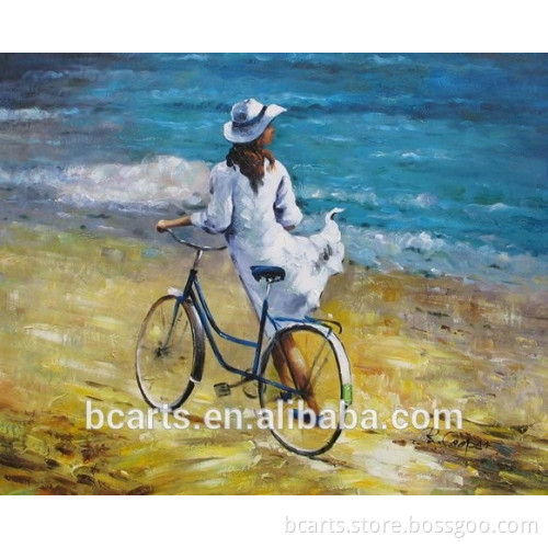BC-12-1553 Good-looking Beach Girl Oil Painting for Living Room